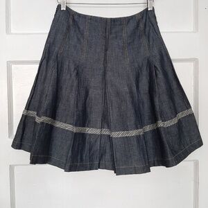Tocca A Line Pleated Chambray Godet Pleated Skirt NWOT